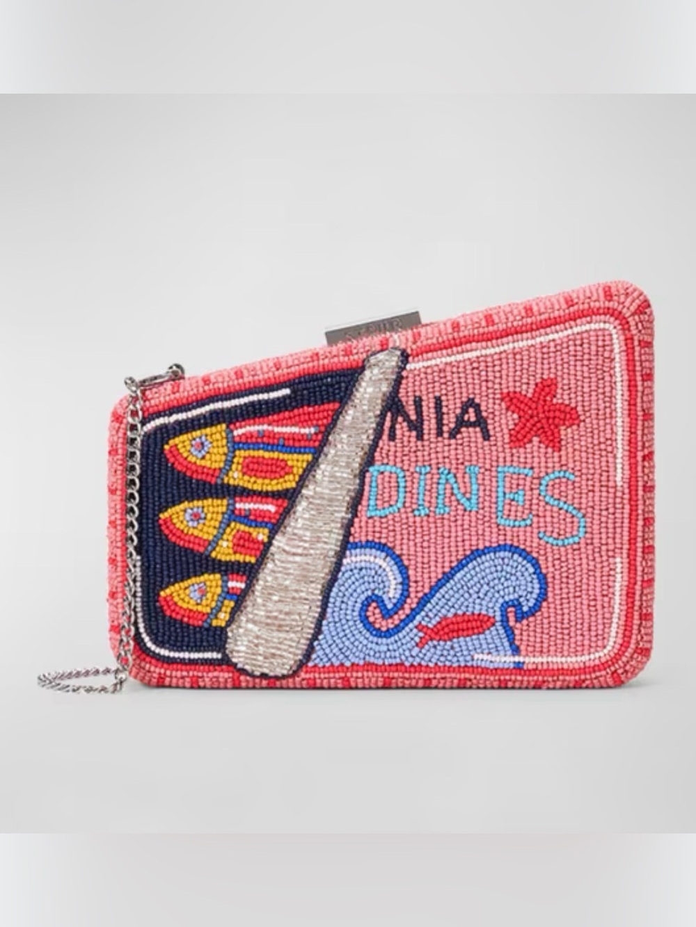 Staud Carmella Sardine Beaded Clutch Bag
